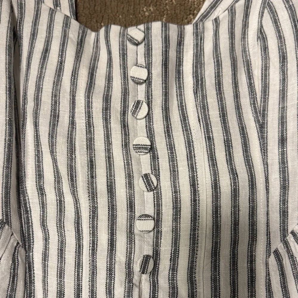 Reformation Blue and White Striped Button-Up Blouse - Picture 2 of 6